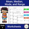 Calculating Mean Mode Median and Range Worksheets